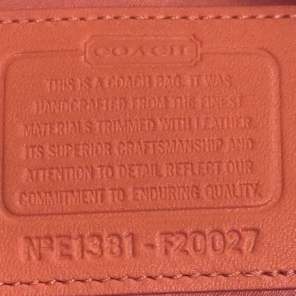 Coach Ashley Signature Tan Sateen,coral Leather Shoulder satchel Bag - Picture 9 of 11